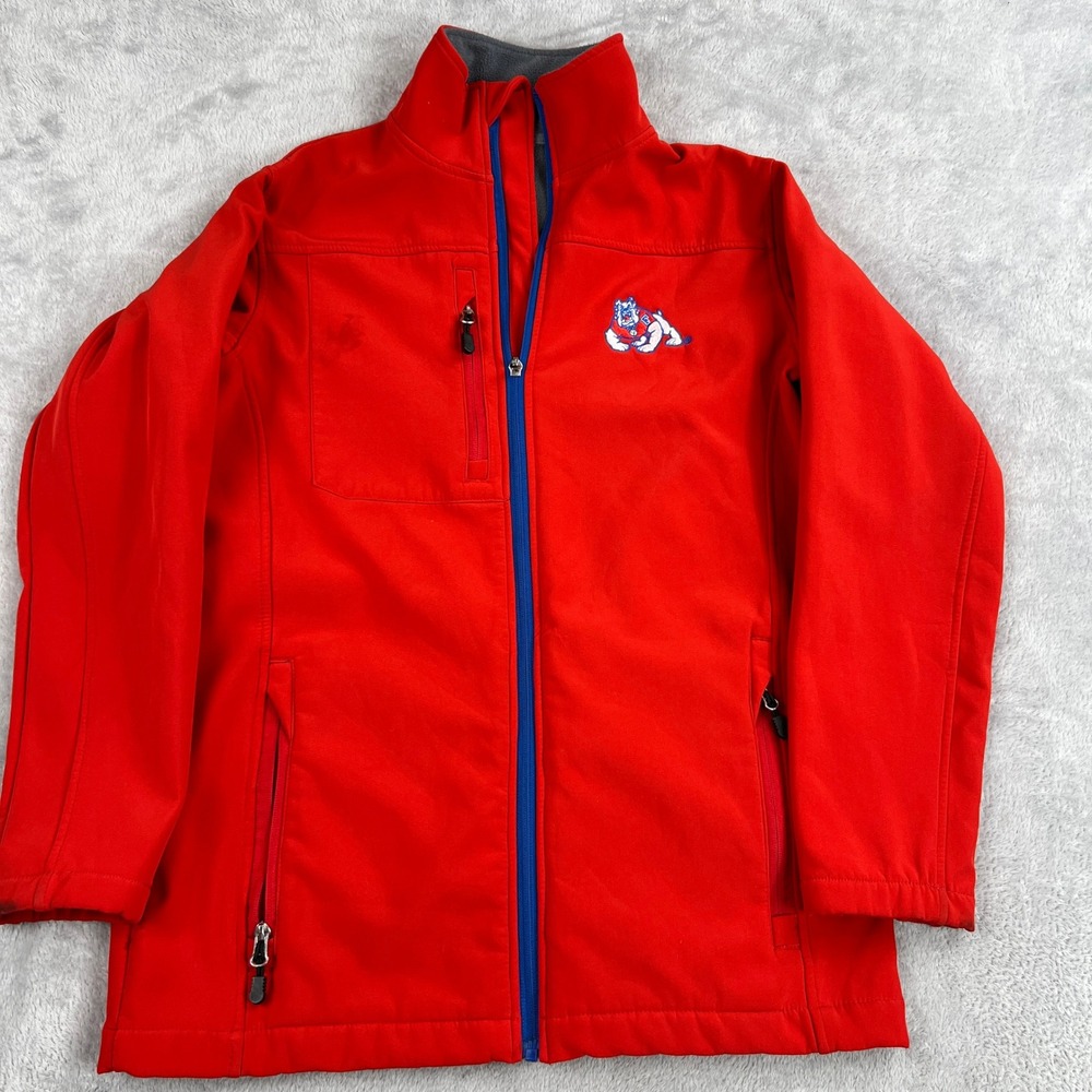 Fresno State Bulldogs Spellout Softshell Jacket S Red Women Fleece Lined Zip